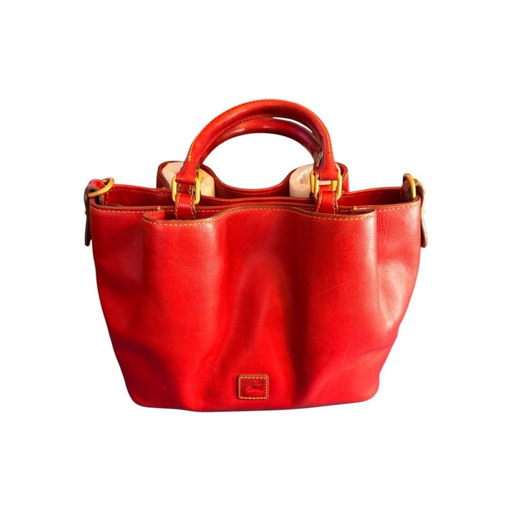 Dooney & Bourke Red Leather Satchel with Crossbody Strap & Dust Bag